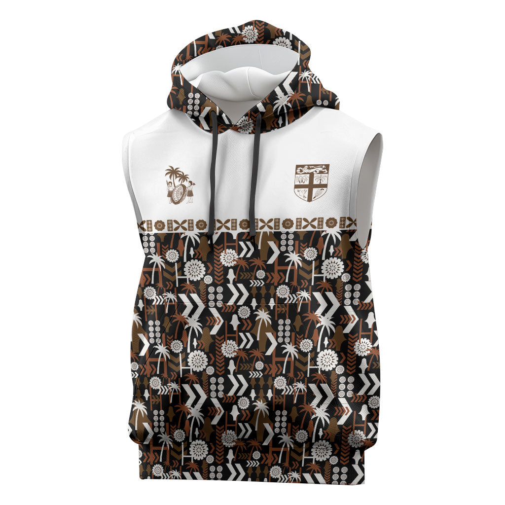 Fiji Bati Sleeveless Hoodie Masi-inspired Tapa Pattern