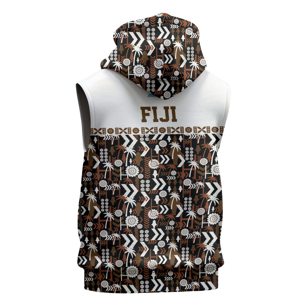 Fiji Bati Sleeveless Hoodie Masi-inspired Tapa Pattern