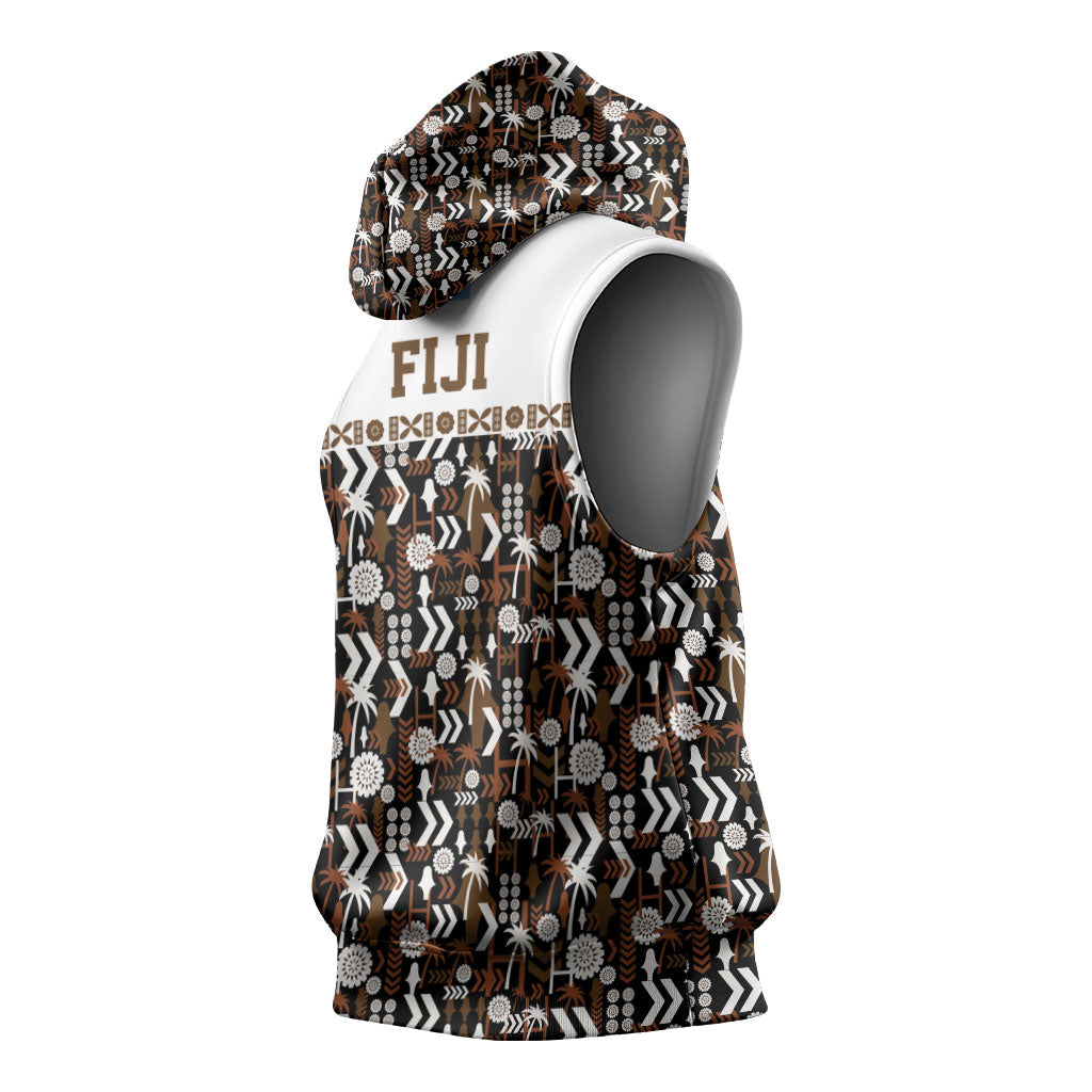 Fiji Bati Sleeveless Hoodie Masi-inspired Tapa Pattern