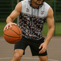 Fiji Bati Sleeveless Hoodie Masi-inspired Tapa Pattern