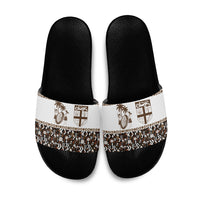 Fiji Bati Slide Sandals Masi-inspired Tapa Pattern LT9 Brown - Polynesian Pride