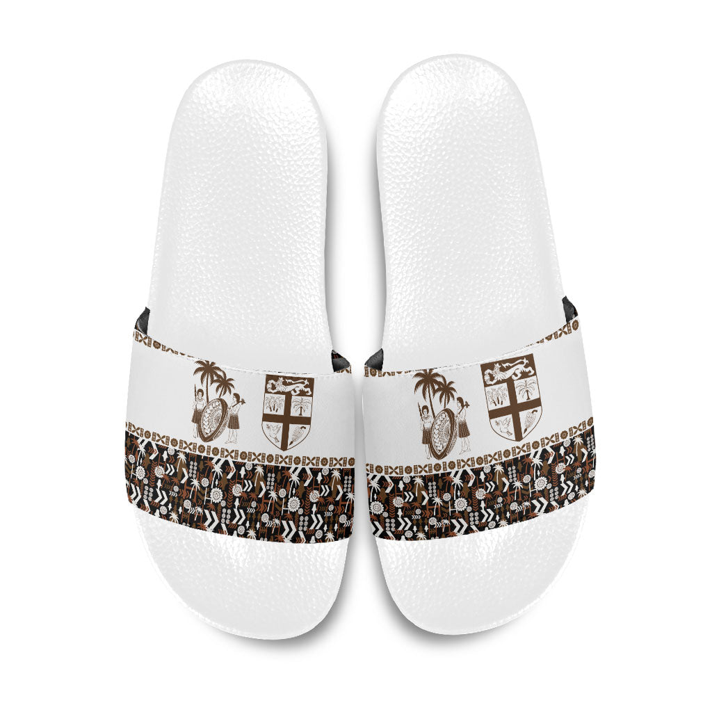 Fiji Bati Slide Sandals Masi-inspired Tapa Pattern LT9 Brown - Polynesian Pride