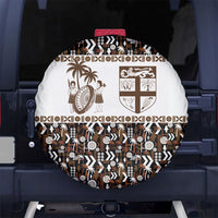 Fiji Bati Spare Tire Cover Masi-inspired Tapa Pattern LT9 No hole Brown - Polynesian Pride