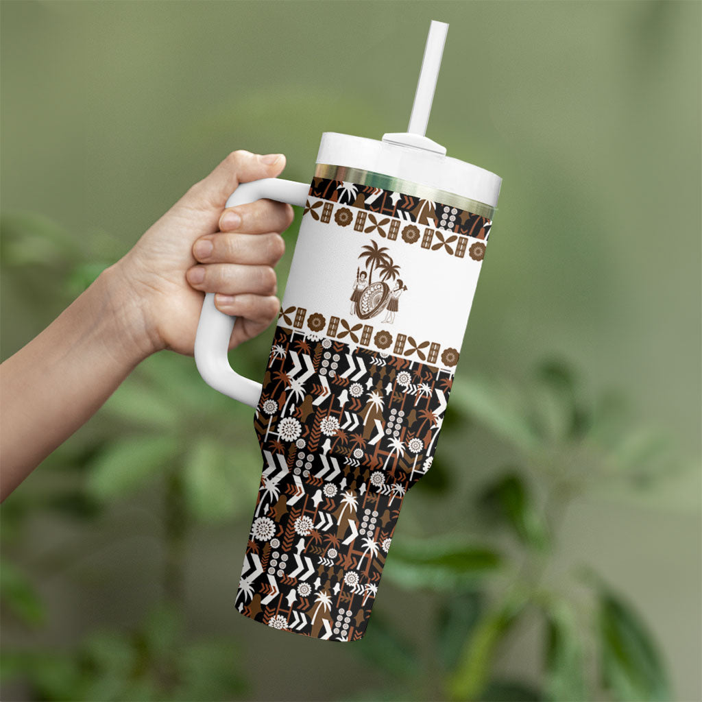 Fiji Bati Tumbler With Handle Masi-inspired Tapa Pattern LT9 - Polynesian Pride