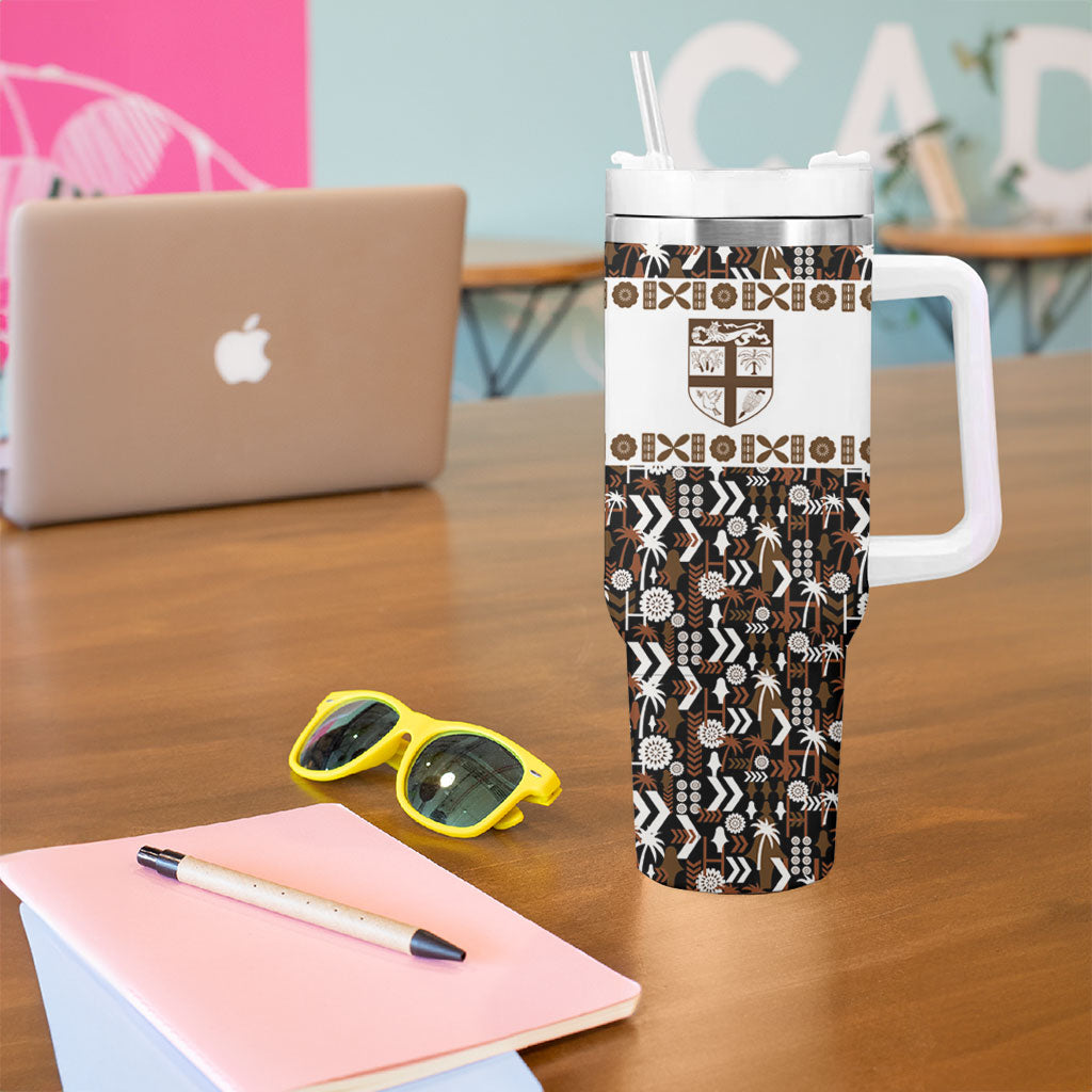 Fiji Bati Tumbler With Handle Masi-inspired Tapa Pattern LT9 - Polynesian Pride