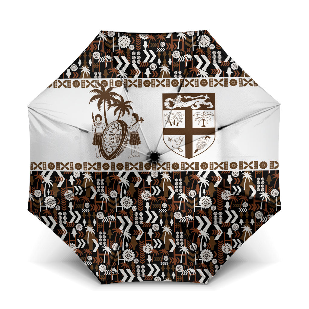 Fiji Bati Umbrella Masi-inspired Tapa Pattern LT9 One Size Folded 11.42 inch Opened Diameter 37.4 inch Brown - Polynesian Pride