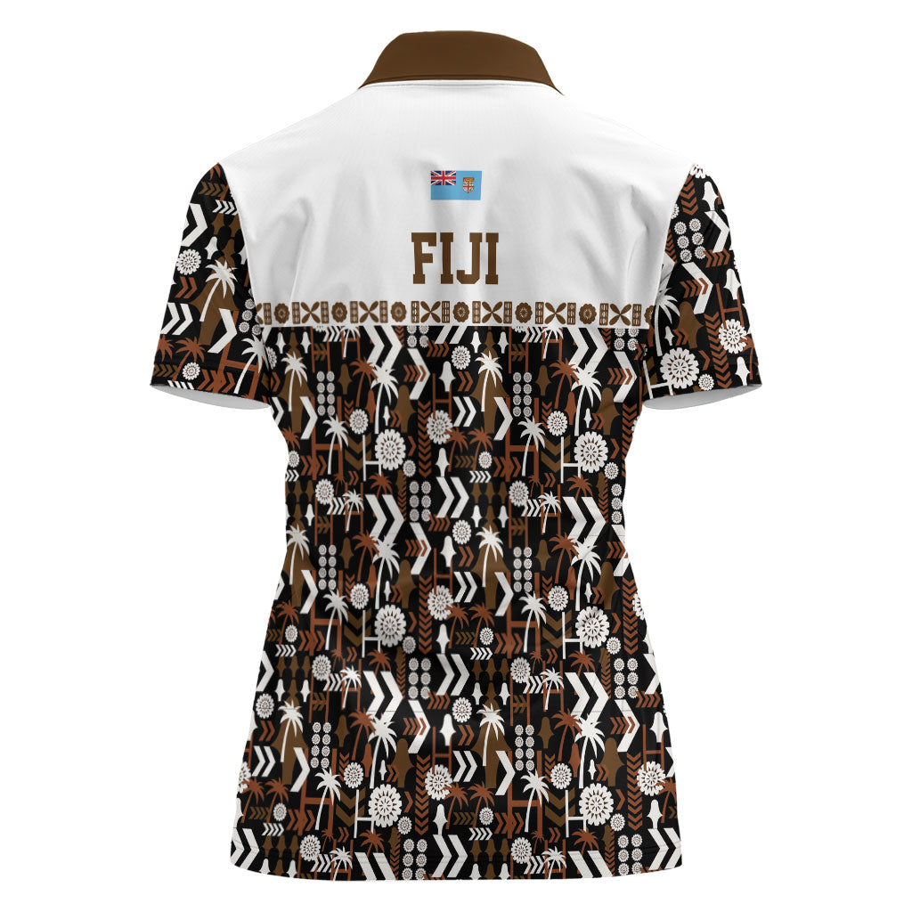 Fiji Bati Women Polo Shirt Masi-inspired Tapa Pattern LT9 - Polynesian Pride