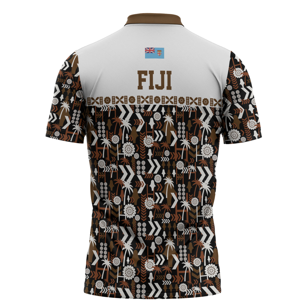 Fiji Bati Zipper Polo Shirt Masi-inspired Tapa Pattern
