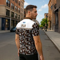 Fiji Bati Zipper Polo Shirt Masi-inspired Tapa Pattern