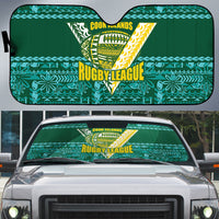 Cook Islands Island Floral Auto Sun Shade Teal Traditional Kuki's Geometric Pattern LT9 Teal - Polynesian Pride