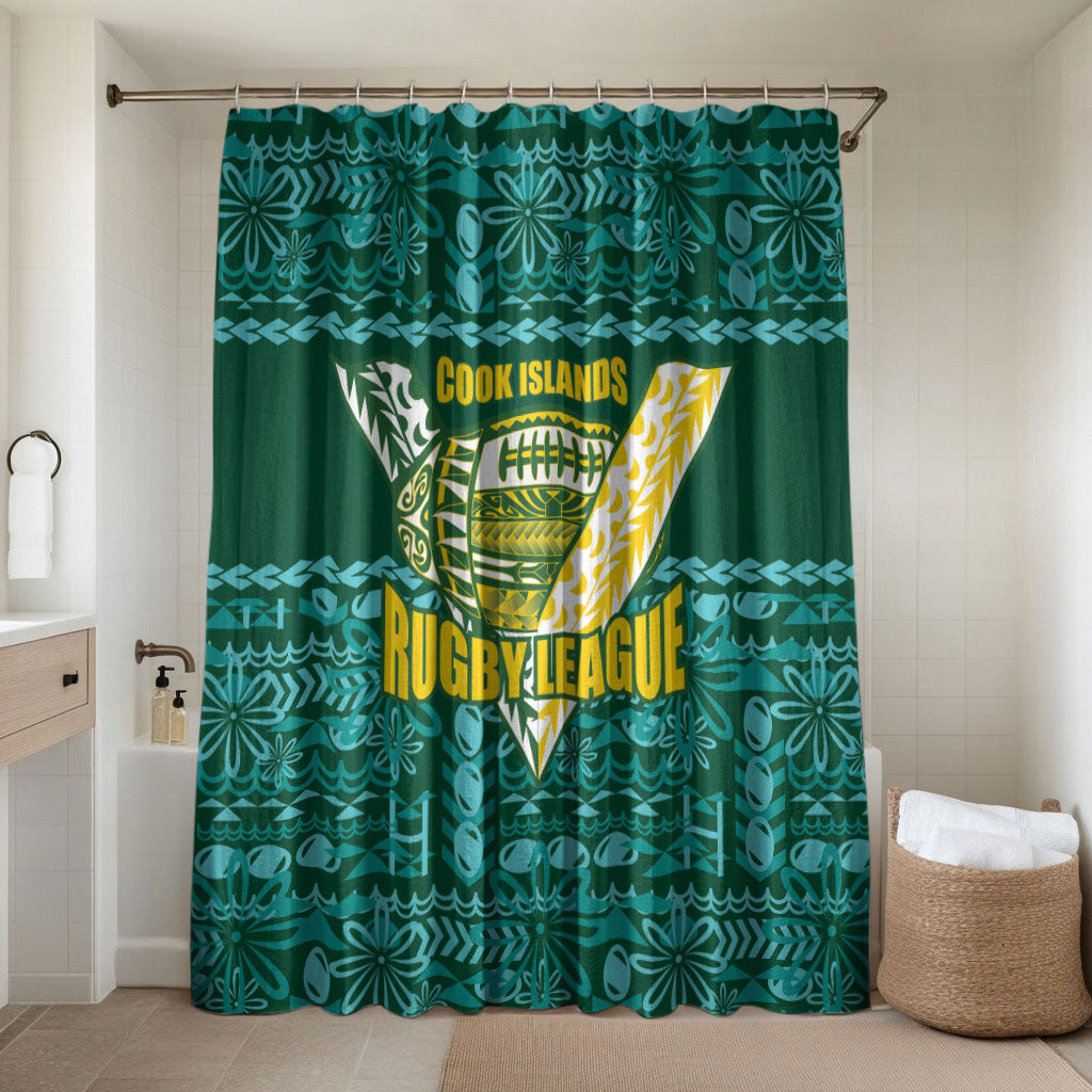 Cook Islands Island Floral Bathroom Set Teal Traditional Kuki's Geometric Pattern