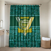Cook Islands Island Floral Bathroom Set Teal Traditional Kuki's Geometric Pattern