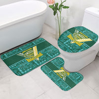 Cook Islands Island Floral Bathroom Set Teal Traditional Kuki's Geometric Pattern