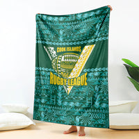 Cook Islands Island Floral Blanket Teal Traditional Kuki's Geometric Pattern LT9 - Polynesian Pride