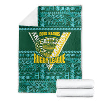 Cook Islands Island Floral Blanket Teal Traditional Kuki's Geometric Pattern LT9 - Polynesian Pride