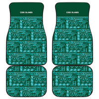 Cook Islands Island Floral Car Mats Teal Traditional Kuki's Geometric Pattern LT9 - Polynesian Pride