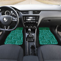 Cook Islands Island Floral Car Mats Teal Traditional Kuki's Geometric Pattern LT9 Set 2pcs - Front Teal - Polynesian Pride