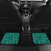 Cook Islands Island Floral Car Mats Teal Traditional Kuki's Geometric Pattern LT9 Set 2pcs - Back Teal - Polynesian Pride