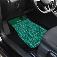 Cook Islands Island Floral Car Mats Teal Traditional Kuki's Geometric Pattern LT9 - Polynesian Pride