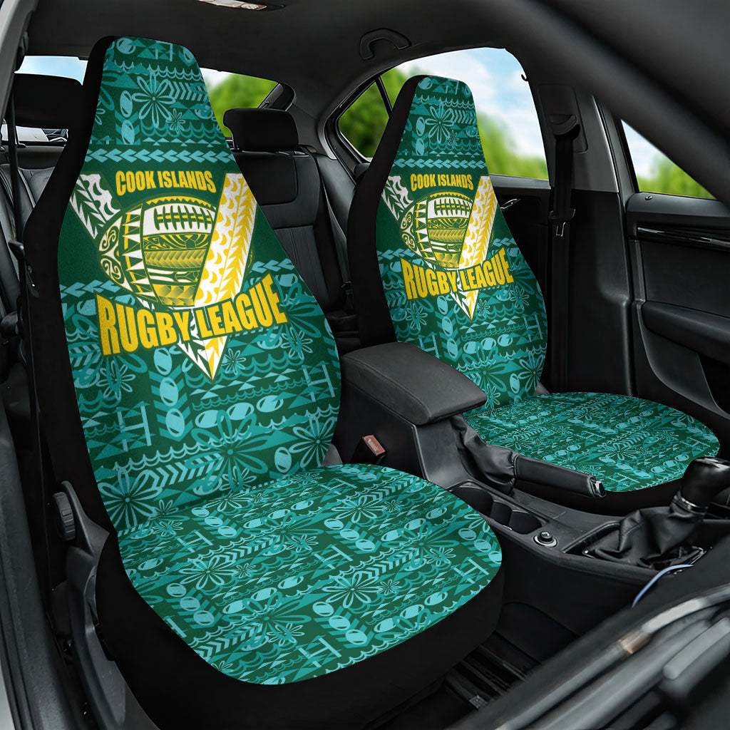 Cook Islands Island Floral Car Seat Cover Teal Traditional Kuki's Geometric Pattern LT9 One Size Teal - Polynesian Pride