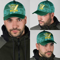 Cook Islands Island Floral Classic Cap Teal Traditional Kuki's Geometric Pattern LT9 - Polynesian Pride
