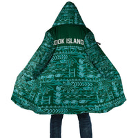 Cook Islands Island Floral Cloak Teal Traditional Kuki's Geometric Pattern
