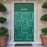 Cook Islands Island Floral Door Cover Teal Traditional Kuki's Geometric Pattern LT9 Teal - Polynesian Pride