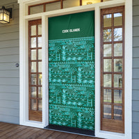 Cook Islands Island Floral Door Cover Teal Traditional Kuki's Geometric Pattern LT9 - Polynesian Pride