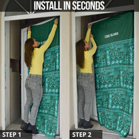 Cook Islands Island Floral Door Cover Teal Traditional Kuki's Geometric Pattern LT9 - Polynesian Pride