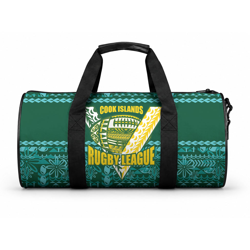 Cook Islands Island Floral Duffle Bag Teal Traditional Kuki's Geometric Pattern LT9 One size Teal - Polynesian Pride