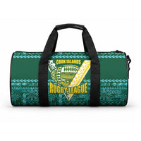 Cook Islands Island Floral Duffle Bag Teal Traditional Kuki's Geometric Pattern LT9 One size Teal - Polynesian Pride