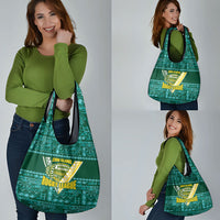 Cook Islands Island Floral Grocery Bag Teal Traditional Kuki's Geometric Pattern LT9 - Polynesian Pride