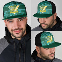 Cook Islands Island Floral Mesh Trucker Cap Teal Traditional Kuki's Geometric Pattern