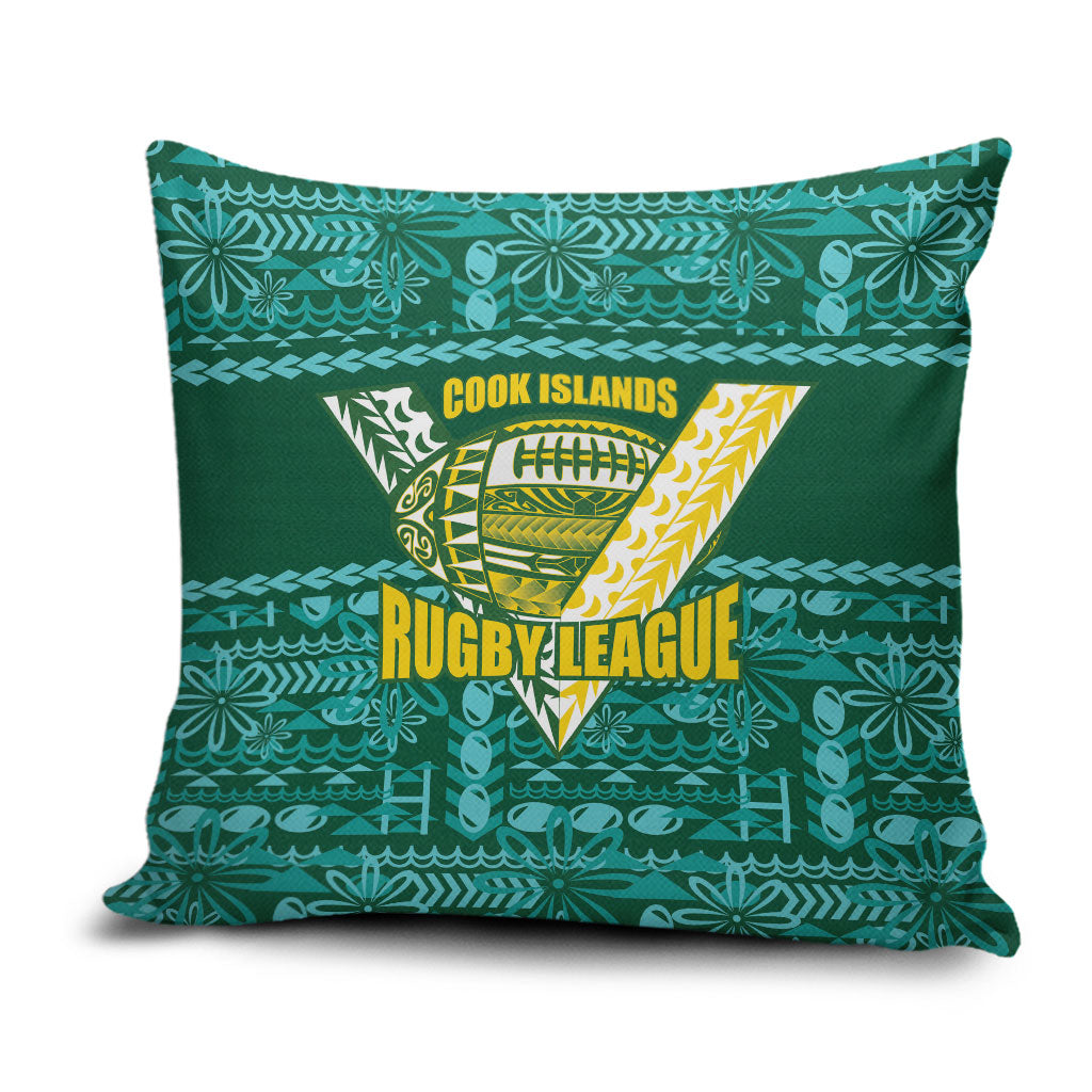 Cook Islands Island Floral Pillow Cover Teal Traditional Kuki's Geometric Pattern LT9 Teal - Polynesian Pride
