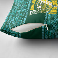 Cook Islands Island Floral Pillow Cover Teal Traditional Kuki's Geometric Pattern LT9 - Polynesian Pride