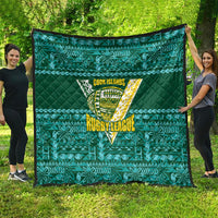 Cook Islands Island Floral Quilt Teal Traditional Kuki's Geometric Pattern LT9 - Polynesian Pride
