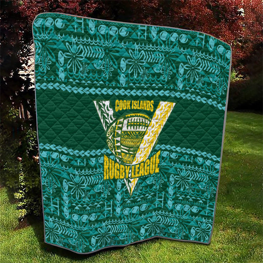Cook Islands Island Floral Quilt Teal Traditional Kuki's Geometric Pattern LT9 - Polynesian Pride