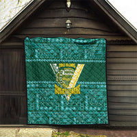 Cook Islands Island Floral Quilt Teal Traditional Kuki's Geometric Pattern LT9 - Polynesian Pride