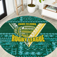 Cook Islands Island Floral Round Carpet Teal Traditional Kuki's Geometric Pattern LT9 Teal - Polynesian Pride
