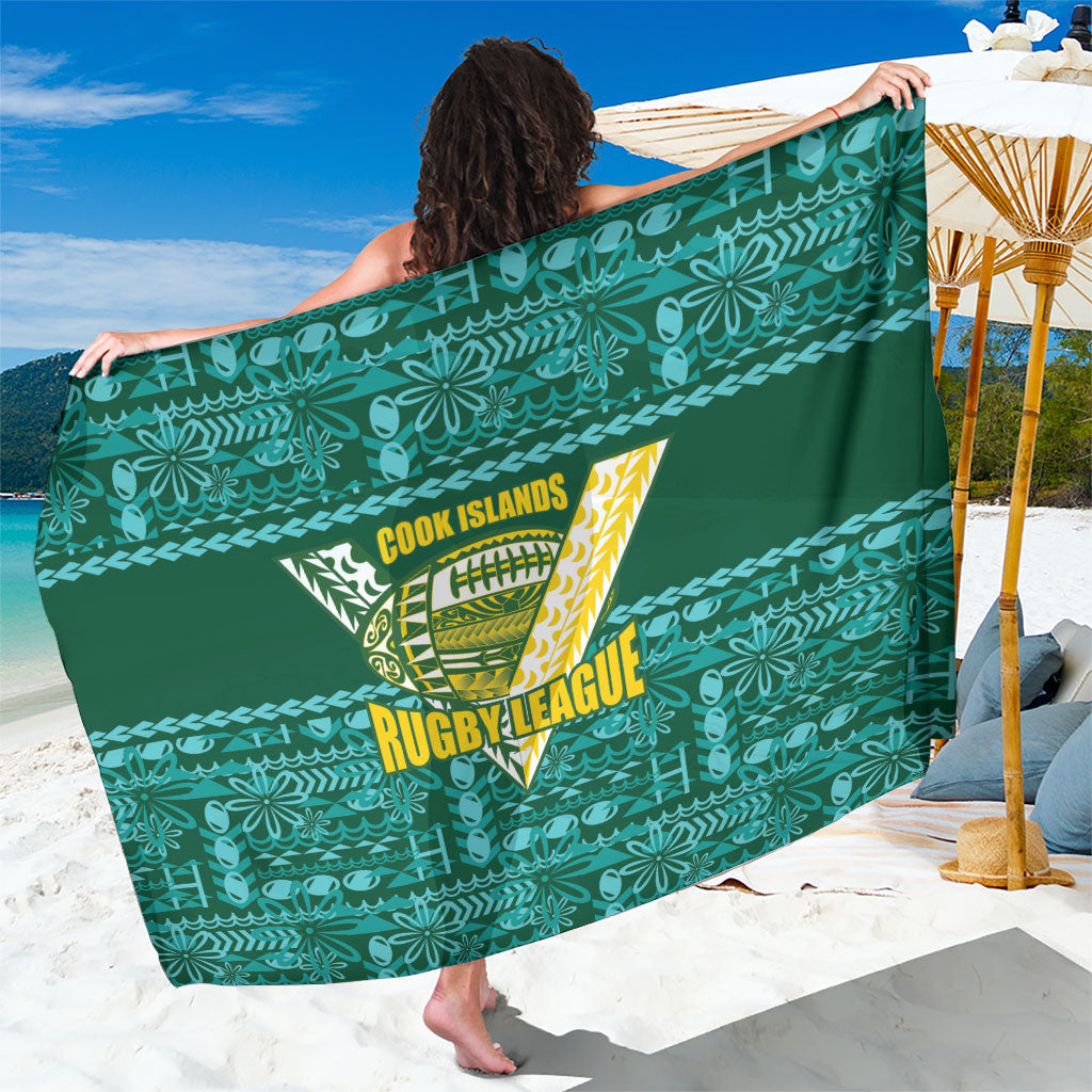Cook Islands Island Floral Sarong Teal Traditional Kuki's Geometric Pattern LT9 One Size 44 x 66 inches Teal - Polynesian Pride