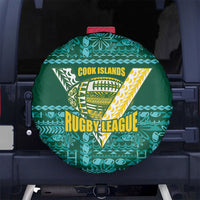 Cook Islands Island Floral Spare Tire Cover Teal Traditional Kuki's Geometric Pattern LT9 No hole Teal - Polynesian Pride