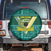 Cook Islands Island Floral Spare Tire Cover Teal Traditional Kuki's Geometric Pattern LT9 Teal - Polynesian Pride