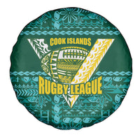 Cook Islands Island Floral Spare Tire Cover Teal Traditional Kuki's Geometric Pattern LT9 - Polynesian Pride