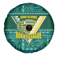 Cook Islands Island Floral Spare Tire Cover Teal Traditional Kuki's Geometric Pattern LT9 - Polynesian Pride