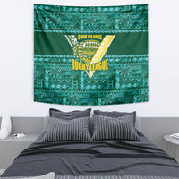 Cook Islands Island Floral Tapestry Teal Traditional Kuki's Geometric Pattern LT9 - Polynesian Pride