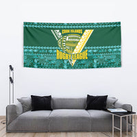 Cook Islands Island Floral Tapestry Teal Traditional Kuki's Geometric Pattern LT9 - Polynesian Pride