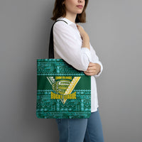 Cook Islands Island Floral Tote Bag Teal Traditional Kuki's Geometric Pattern LT9 - Polynesian Pride
