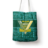 Cook Islands Island Floral Tote Bag Teal Traditional Kuki's Geometric Pattern LT9 - Polynesian Pride