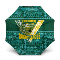 Cook Islands Island Floral Umbrella Teal Traditional Kuki's Geometric Pattern LT9 One Size Folded 11.42 inch Opened Diameter 37.4 inch Teal - Polynesian Pride