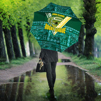 Cook Islands Island Floral Umbrella Teal Traditional Kuki's Geometric Pattern LT9 - Polynesian Pride